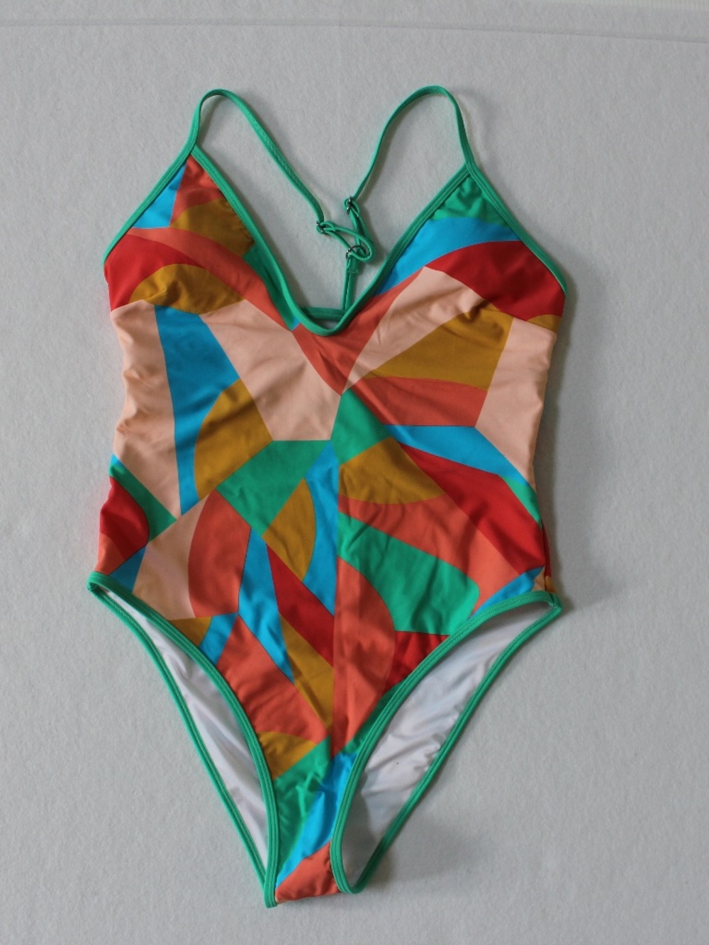 Cupshe One Piece Swimsuit Colorful Abstract Large Plunge Neck